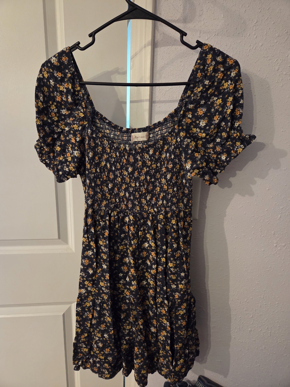 Altar'd State Navy Floral Smocked Mini Dress